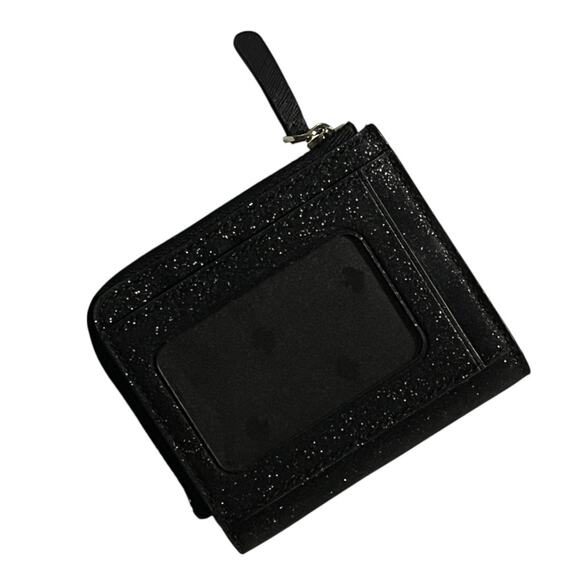 KATE SPADE Shimmy Glitter Black Small L-Zip Saffiano Leather Bifold Wallet - Picture 12 of 13